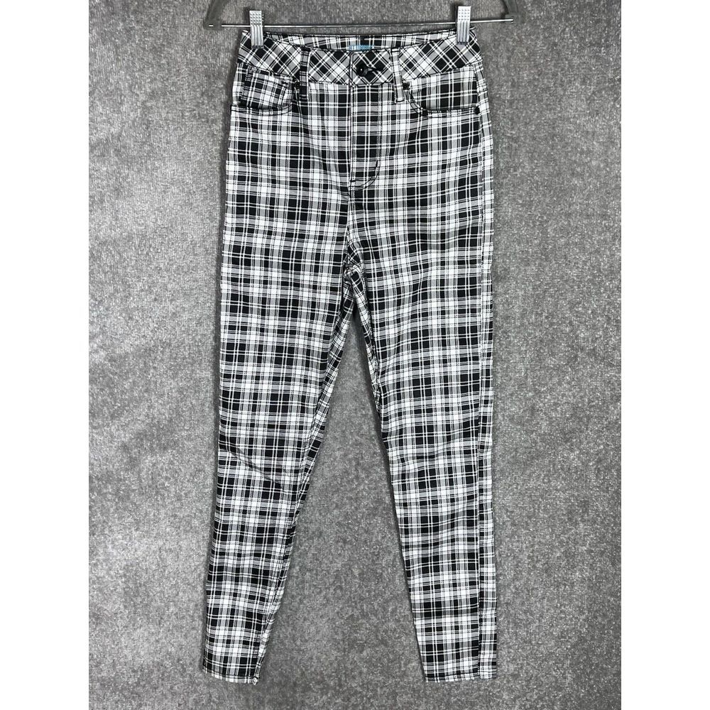 Hot Topic HT Denim Ultra Hi-Rise Jegging Womens Juniors Sz 5 Black Plaid Stretch
